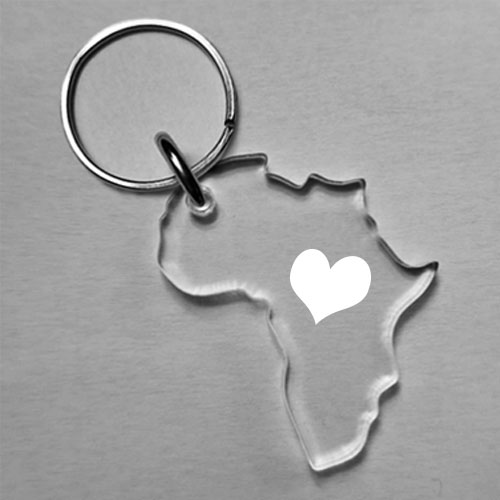 Acrylic Africa-shaped wine glass charm with heart cut-out – custom event charm by Wildcrafts