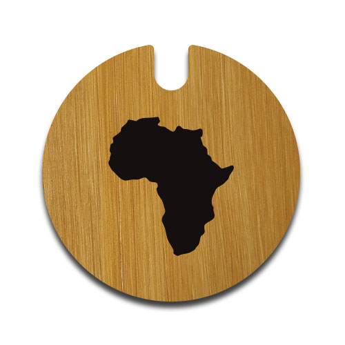 Wooden license disc holder with engraved Africa map silhouette – handcrafted and customizable by Wildcrafts