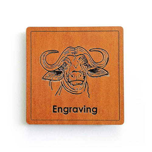 Engraved wooden buffalo fridge magnet – custom wildlife-themed personalised gift