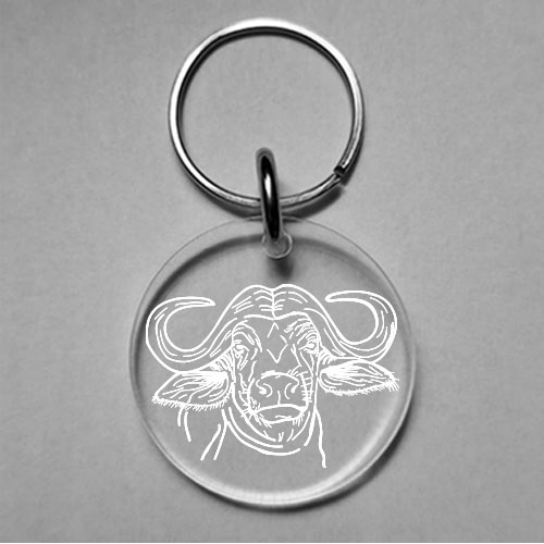 Buffalo wine glass charm in clear acrylic with engraved design – custom wildlife gift by Wildcrafts