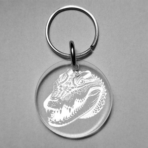 Custom acrylic wine glass charm featuring a fierce crocodile engraving – handcrafted by Wildcrafts