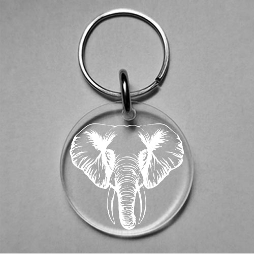 Acrylic wine glass charm with elegant elephant engraving – custom wildlife table accessory by Wildcrafts