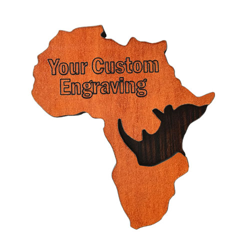 Custom fridge magnet shaped like Africa with elephant silhouette – personalised safari-themed decor piece