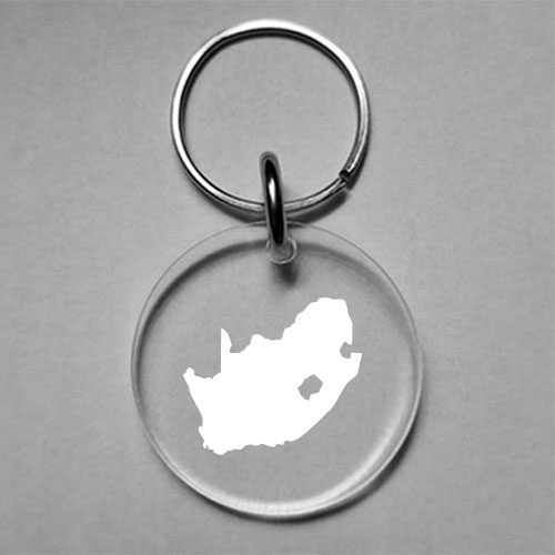 Custom wine glass charm with South Africa silhouette in round acrylic – handcrafted by Wildcrafts