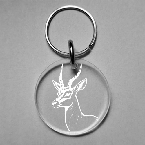 Acrylic wine glass charm with detailed springbok engraving – custom South African wildlife charm by Wildcrafts